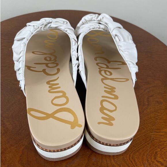 New Sam Edelman Aida Slide Sandals in White Leather Women's Size 10 - Picture 3 of 9